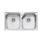 NU PETITE SINK NP663 875MM DOUBLE BOWL NTH STAINLESS STEEL