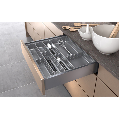 AGOFORM SCOOP II CUTLERY TRAY 45L 350-390W X 450-490DMM GREY