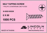 SCREW SELF TAPPING PHILLIPS CSK 4 X 1/2 ZINC PLATED 1000