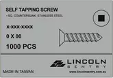 SCREW SELF TAPPING SQUARE DRIVE CSK 8 X 3/4 STAINLESS STEEL