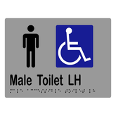SIGNAGE MALE ACCESSIBLE TOILET BRAILLE LEFT HAND STAINLESS STEEL