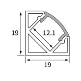 MODAR LED PROFILE 1919 CORNER 19X19MM BLACK FROST COVER 3 METRE