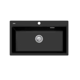 OLIVERI SANTORINI MATTE BLACK WORKSTATION TOPMOUNT SINK & OF 1TH