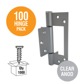 HEAVY DUTY ALUMINIUM DOOR HINGE & SCREWS PACK CLEAR ANODISED 100PC