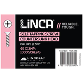 Self Tapping Screws CSK Phillips 2.8 x 13mm Zinc - Box of 1,000