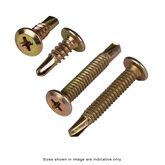 Self Drilling Screws Wafer Head Phillips 4.2 x 16mm Yellow Zinc - Box of 1,000