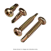 Self Drilling Screws Pan Head Square 4.1 x 25mm Yellow Zinc - Box of 1,000