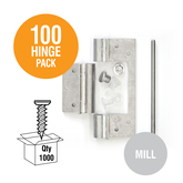 HEAVY DUTY ALUMINIUM DOOR HINGE & SCREWS PACK MILL FINISH UNASSEMBLED