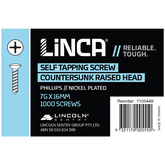 Self Tapping Screws CSK Phillips 3.3 x 16mm Nickel Plated - Box of 1,000