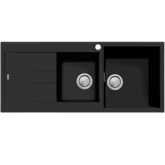 OLIVERI SANTORINI MATTE BLACK 1&3/4 BOWL SINK W/ DRAINER & OF RHB 1TH