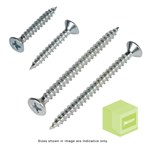 UNI CHIPBOARD SCREW CSK PHILLIPS ZINC 13MM X 3.5MM BOX OF 1000