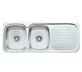 SINK LAKELAND-LL156 STAINLESS STEEL L/H DOUBLE BWL 1 T/H 1200X480