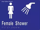 SIGNAGE FEMALE SHOWER STAINLESS STEEL 200X150MM BRAILLE