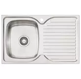 FINISTA SINK SINGLE LH BOWL STAINLESS STEEL 1TH 780 X 480MM