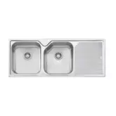 NU PETITE SINK NP671 1250MM DOUBLE LH BOWL WITH DRAIN NTH S/STEEL