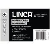 Screws Wafer Head Phillips 4mm x 30mm Epoxy White - Box of 1,000
