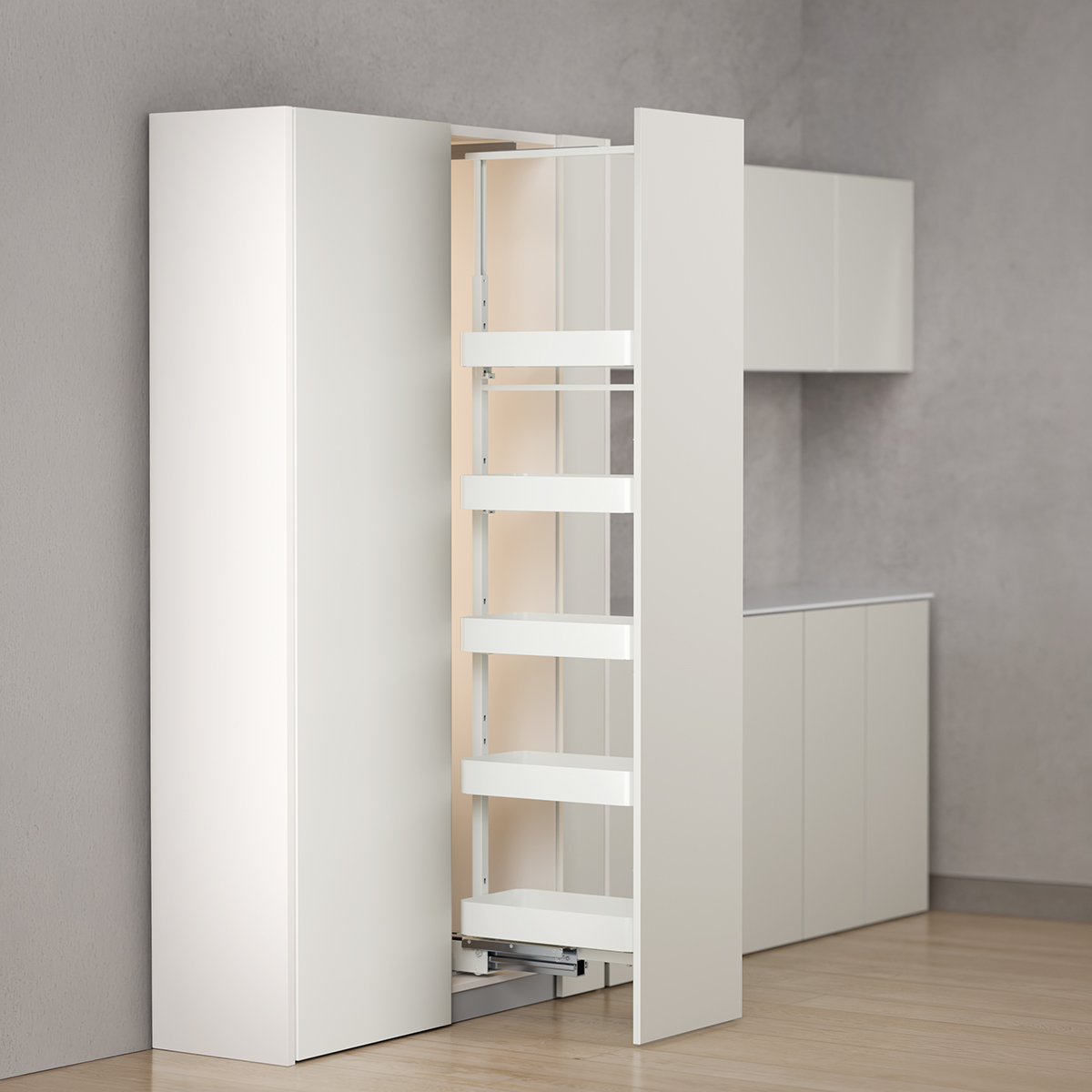 Modar Pull Out Pantry 450CW 1550-1870mm White