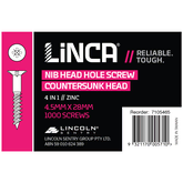 Head Hole Screws CSK 4 in 1 4.5 x 28mm Zinc - Box of 1,000