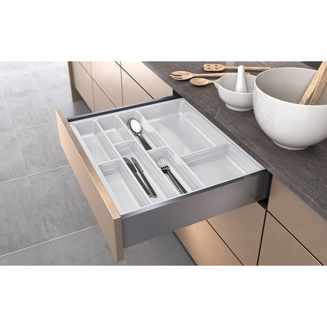 AGOFORM SCOOP II CUTLERY TRAY 90L 800-840W X 450-490DMM WHITE