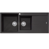 OLIVERI SANTORINI BLACK 1&3/4 BOWL SINK W/ DRAINER & OF LHB 1TH
